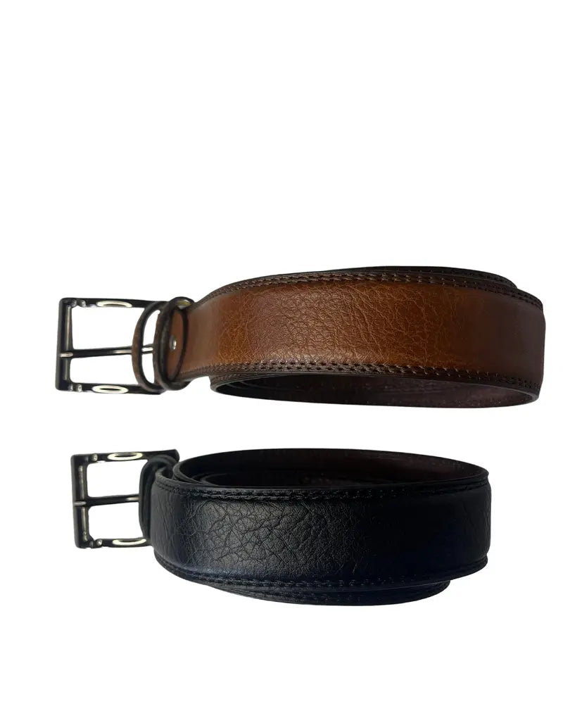 Pack 2 cinturones eco cuero negro y café Don Correa